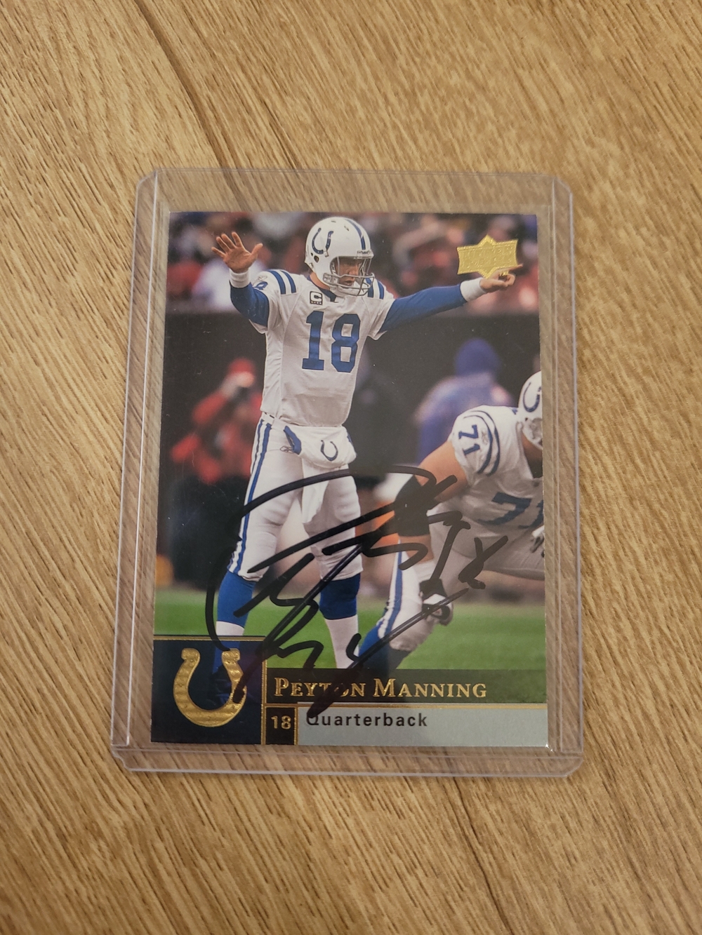 Peyton Manning Autographed Indianapolis Colts Football Card - White & Blue